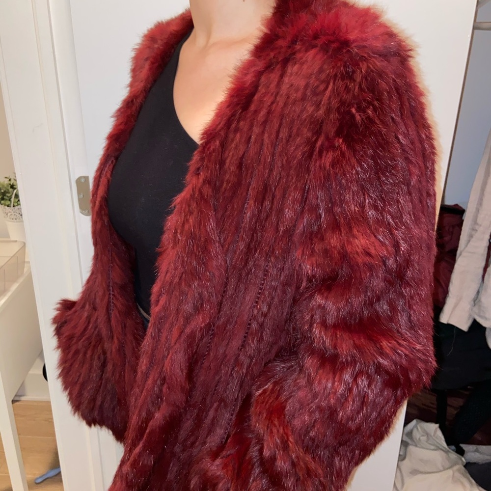 FOX The Label Burgundy Vintage Fur Coat